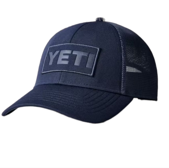 YETI Logo Navy Trucker Hat Baseball Cap Blue Minimal NWOT - Picture 2 of 8